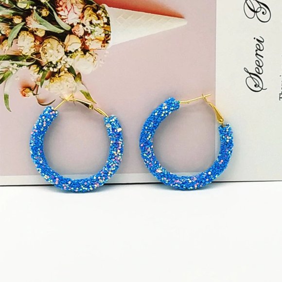 RawGems Jewelry - 💎 Colorful Summer Hoop Earrings - Blue